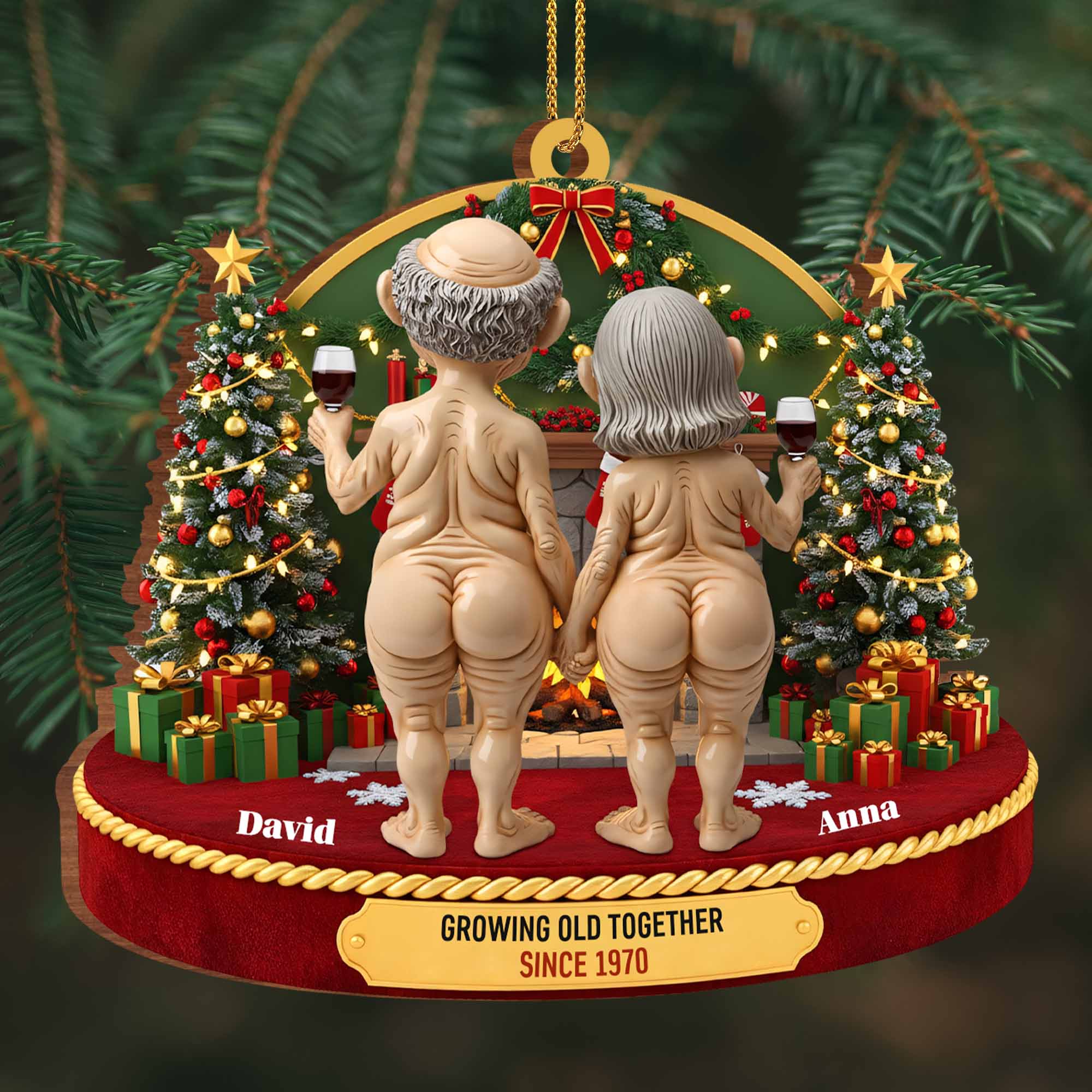 Growing Old Together, Christmas Trees And Wine Glasses
