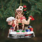 Celebrating Years Together, Elderly Couple With Christmas Tree
