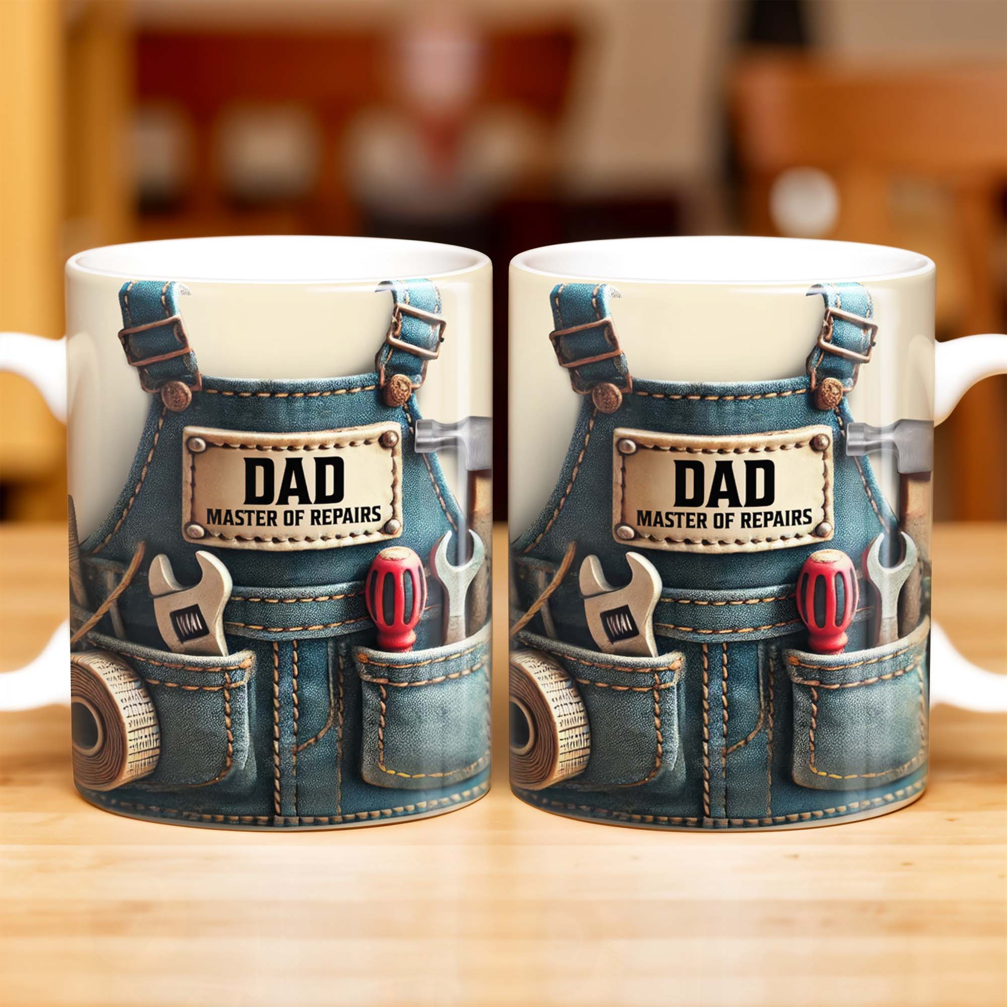 Master of Repairs, Tool Belt, Wrench, Tape Measure - Personalized Custom Coffee Mug - DAD062_MG