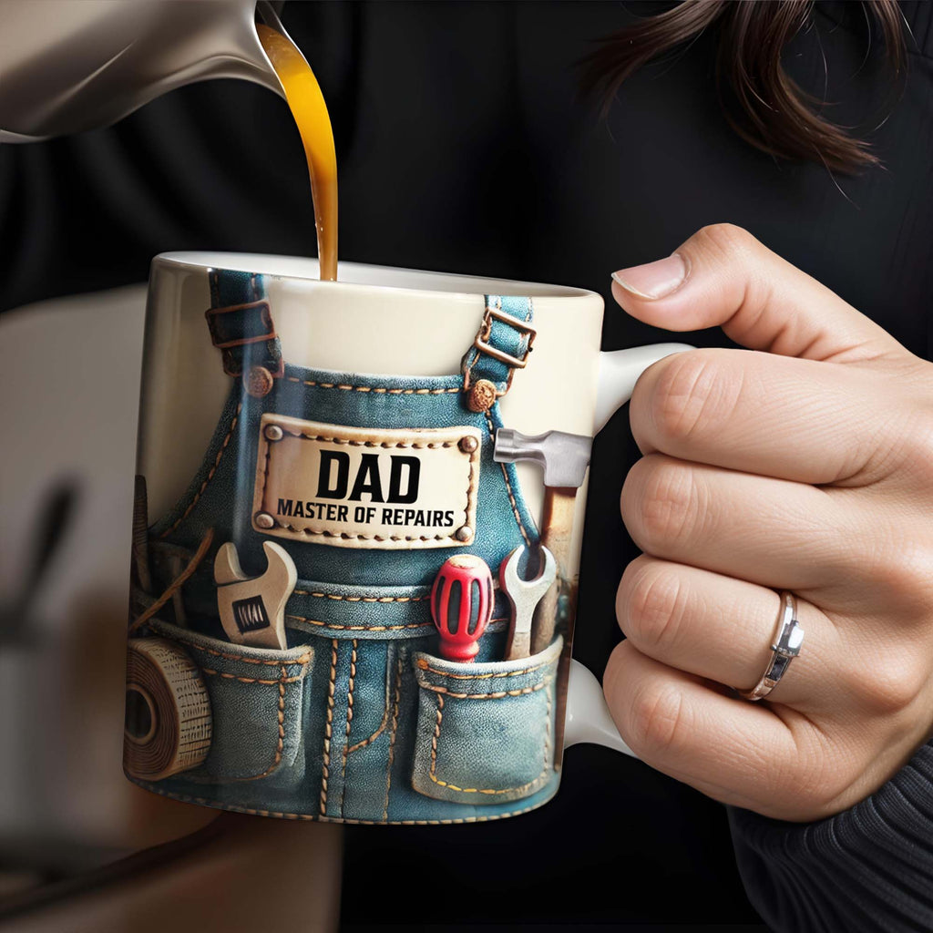 Master of Repairs, Tool Belt, Wrench, Tape Measure - Personalized Custom Coffee Mug - DAD062_MG