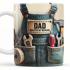 Master of Repairs, Tool Belt, Wrench, Tape Measure - Personalized Custom Coffee Mug - DAD062_MG