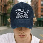 Vintage Aged To Perfection Limited Edition - Personalized Custom Washed Denim Cap - DAD118_WDCAP