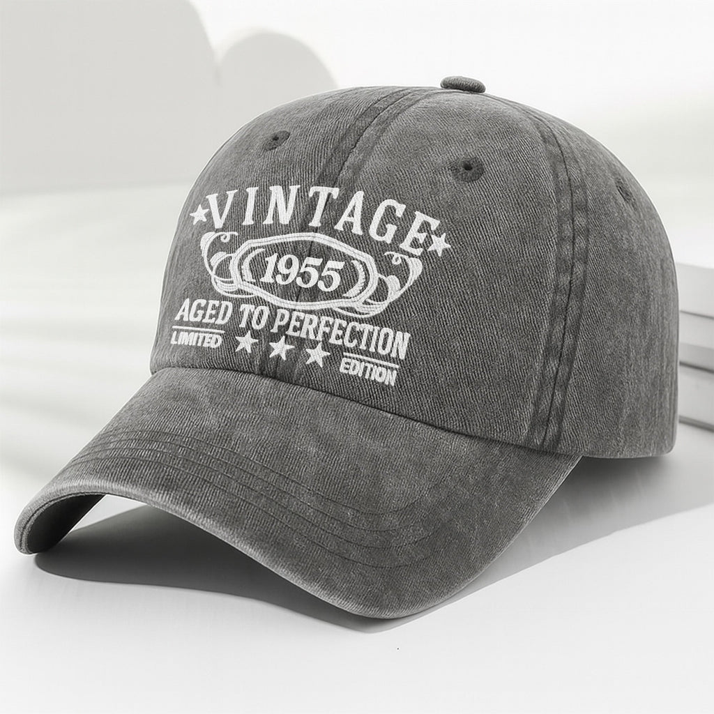 Vintage Aged To Perfection Limited Edition - Personalized Custom Washed Denim Cap - DAD118_WDCAP