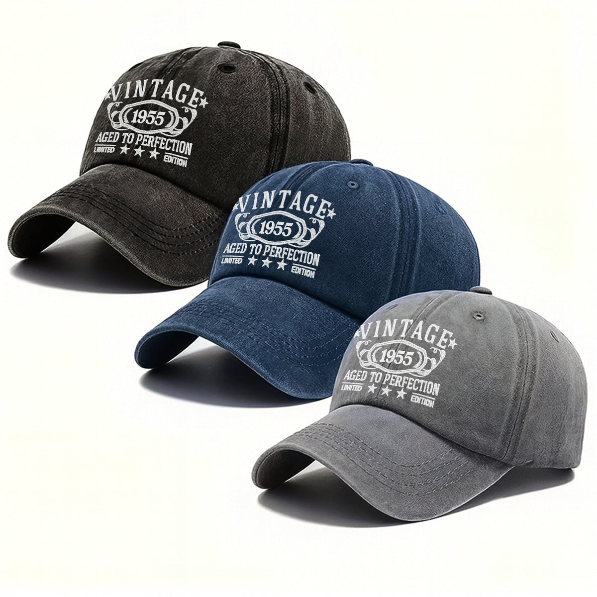 Vintage Aged To Perfection Limited Edition - Personalized Custom Washed Denim Cap - DAD118_WDCAP