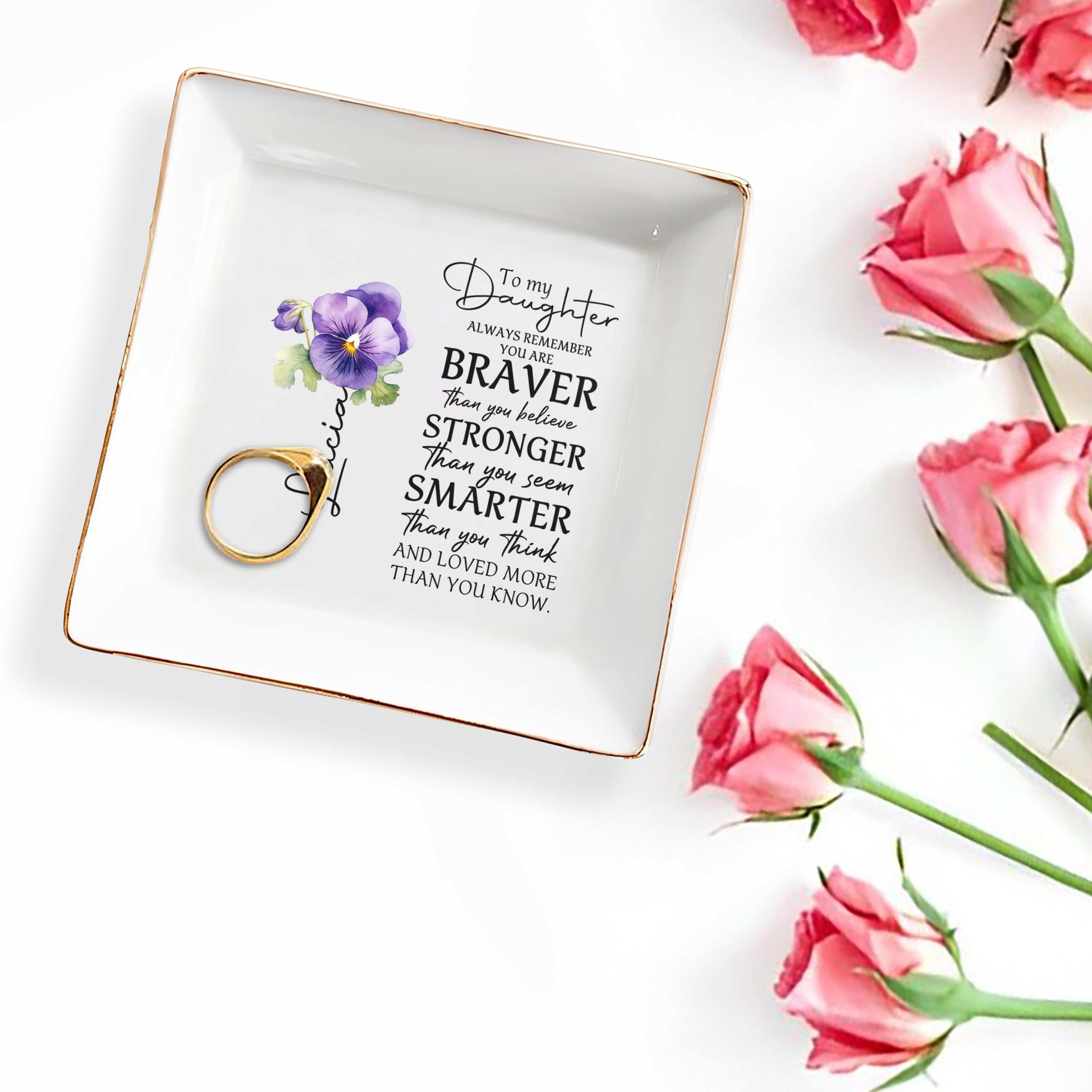 Always Remember You Are Braver Than You Believe - Personalized Custom Jewelry Dish - DAU013_SCRD