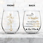 To My Daughter, The Only Thing Better, Flowers And Hearts - Personalized Stemless Wine Glass - DAU106_WIGL