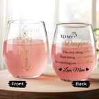 To My Daughter, The Only Thing Better, Flowers And Hearts - Personalized Stemless Wine Glass - DAU106_WIGL
