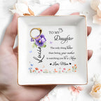 To My Daughter Love Mom Floral Ceramic Dish