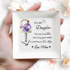 To My Daughter - Personalized Custom Jewelry Dish, Square Ceramic Dish - DAU129_SCRD