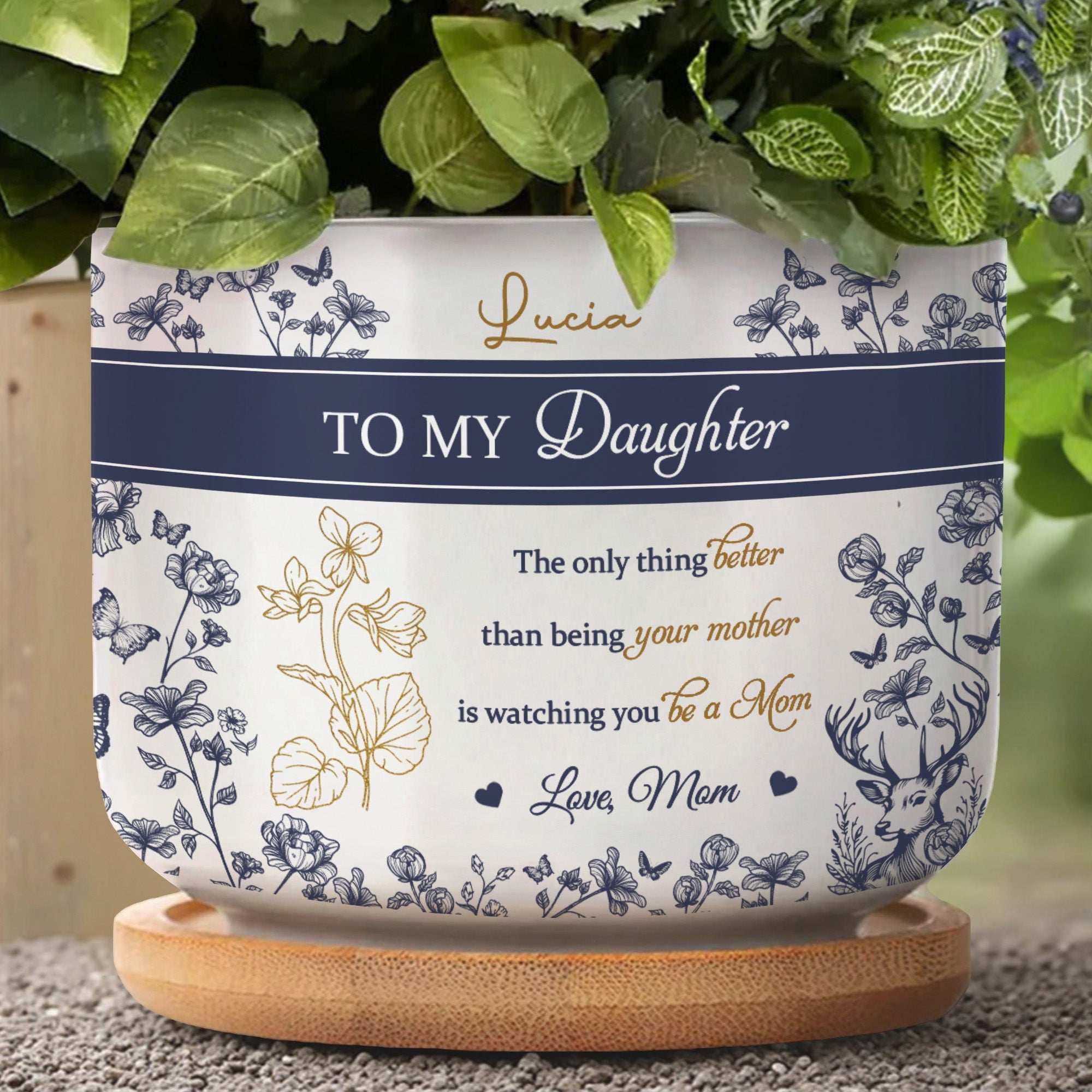 To My Daughter, The Only Thing Better Than Being Your Mother, Flowers and Deer - Personalized Ceramic Plant Pot - DAU156_CEP