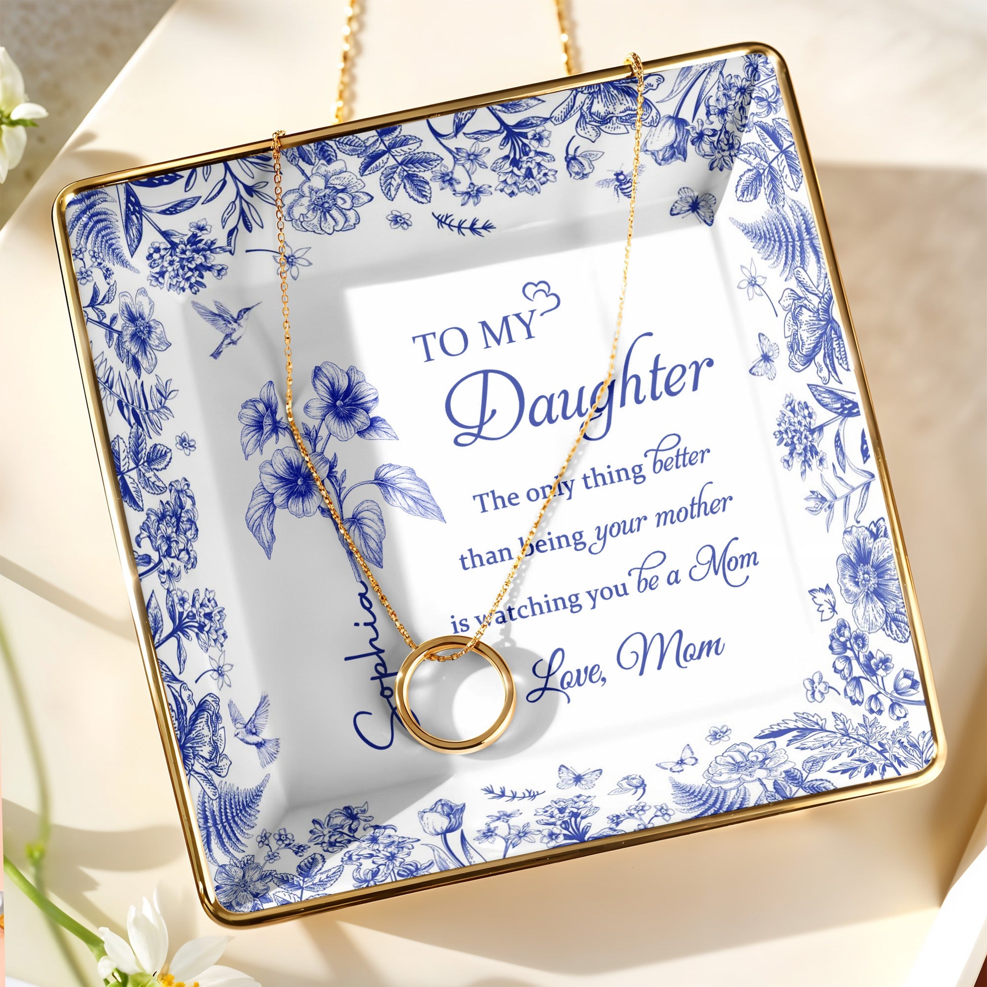 To My Daughter, Floral Design Ceramic Dish