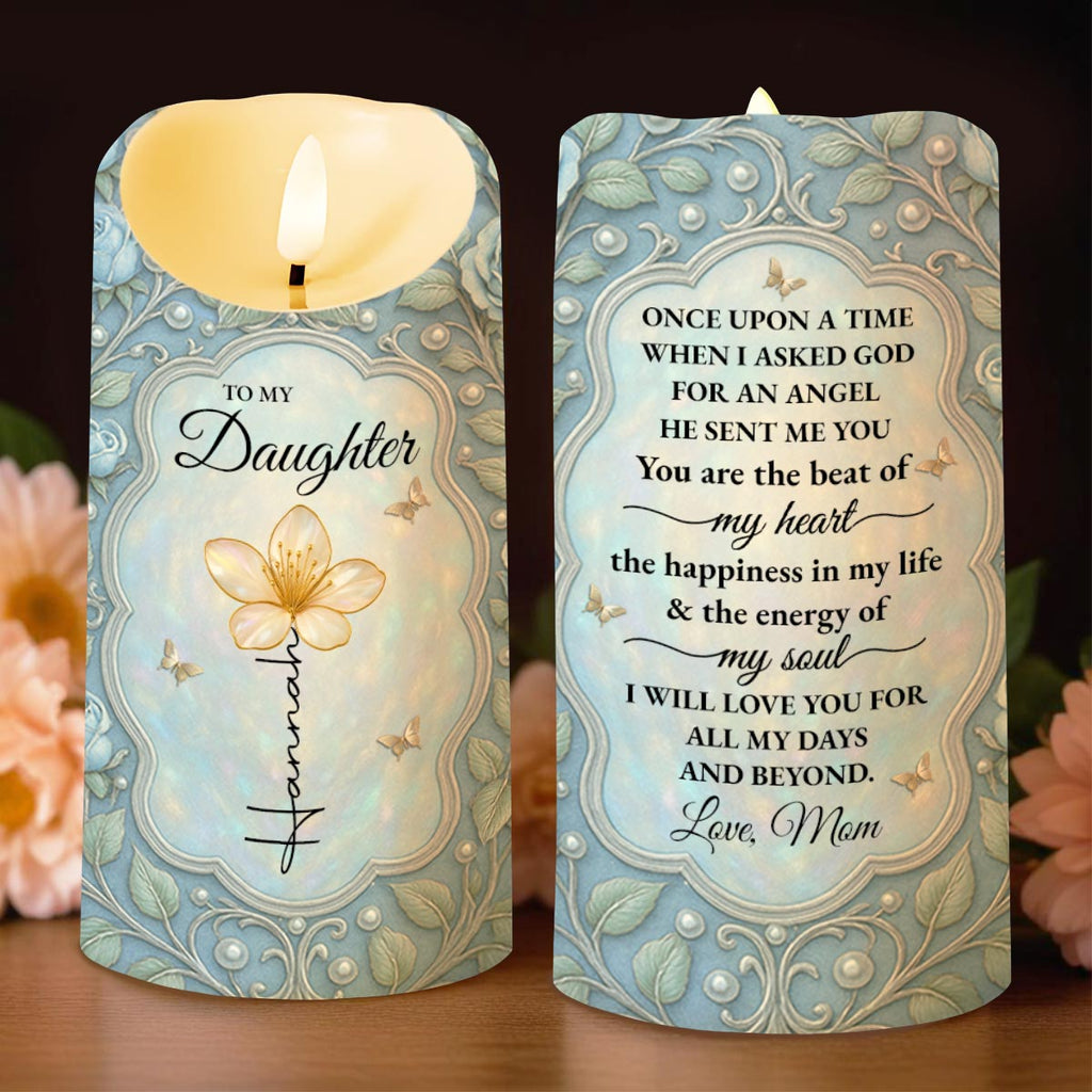 To My Daughter, Angel Sent, Flower And Leaves Design