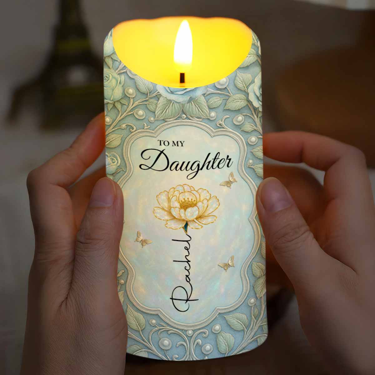 To My Daughter, Angel Sent, Flower And Leaves Design