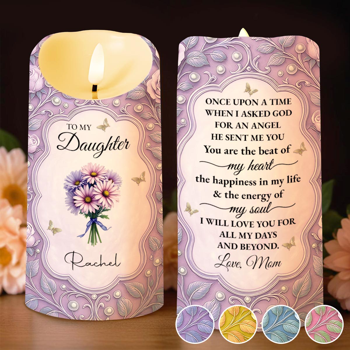 To My Daughter, You Are The Beat Of My Heart, Flowers And Leaves Design