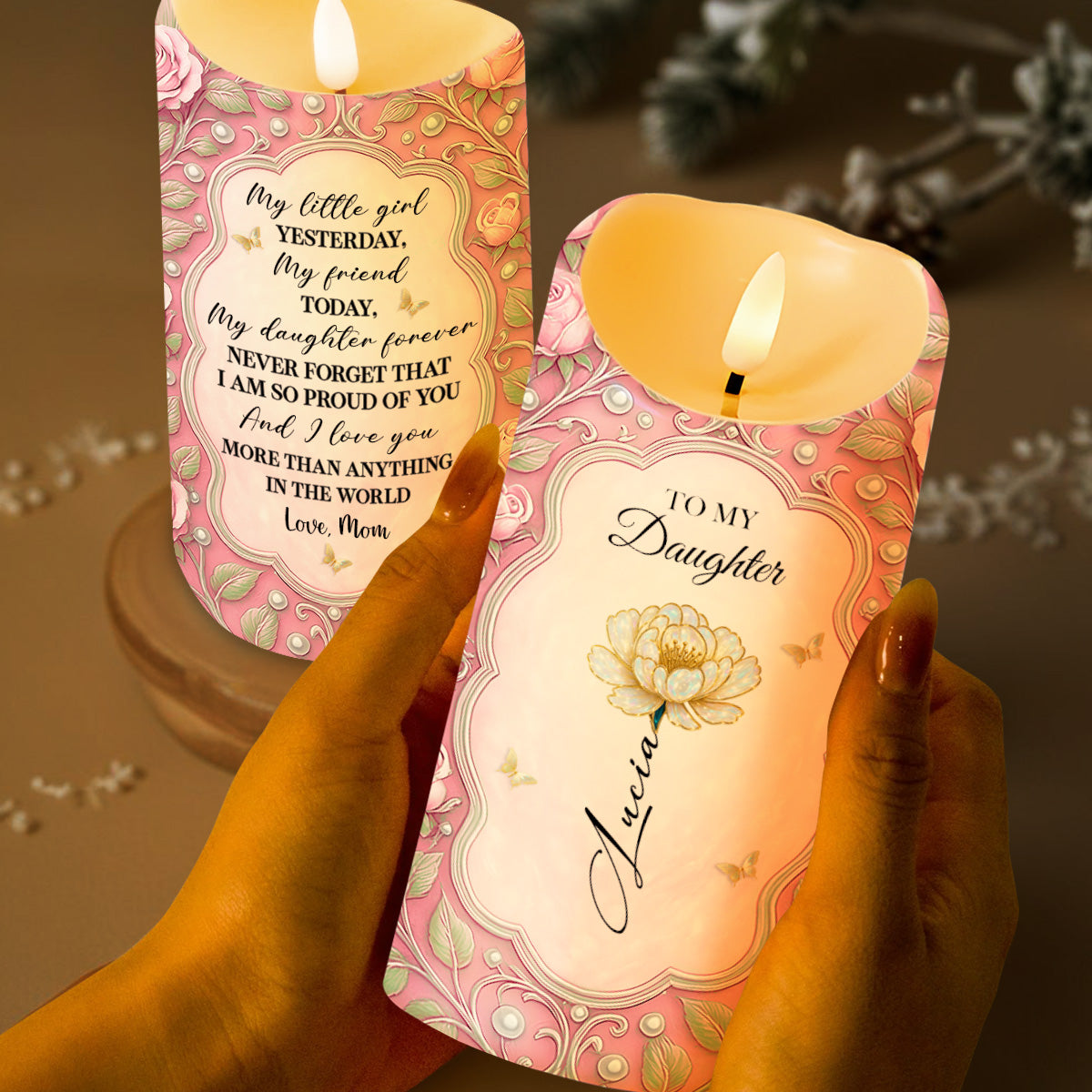 To My Daughter, Proud Of You, Flowers And Butterfly Design