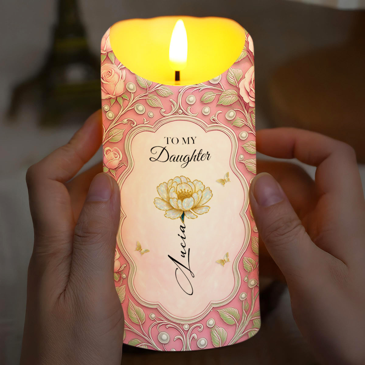 To My Daughter, Proud Of You, Flowers And Butterfly Design