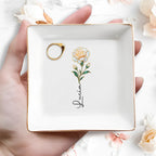 Elegant Square Ceramic Dish With Single Flower Design