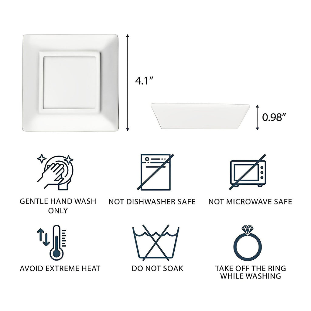 Elegant Square Ceramic Dish With Single Flower Design