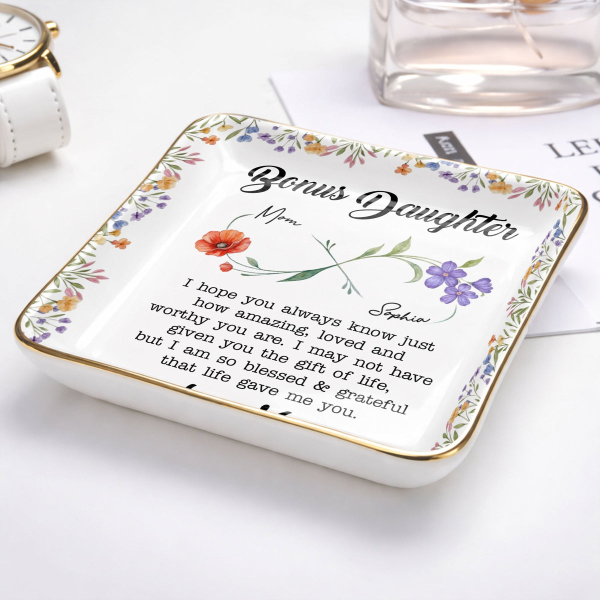 Bonus Daughter I Hope You Always Know Floral Infinity Jewelry Dish