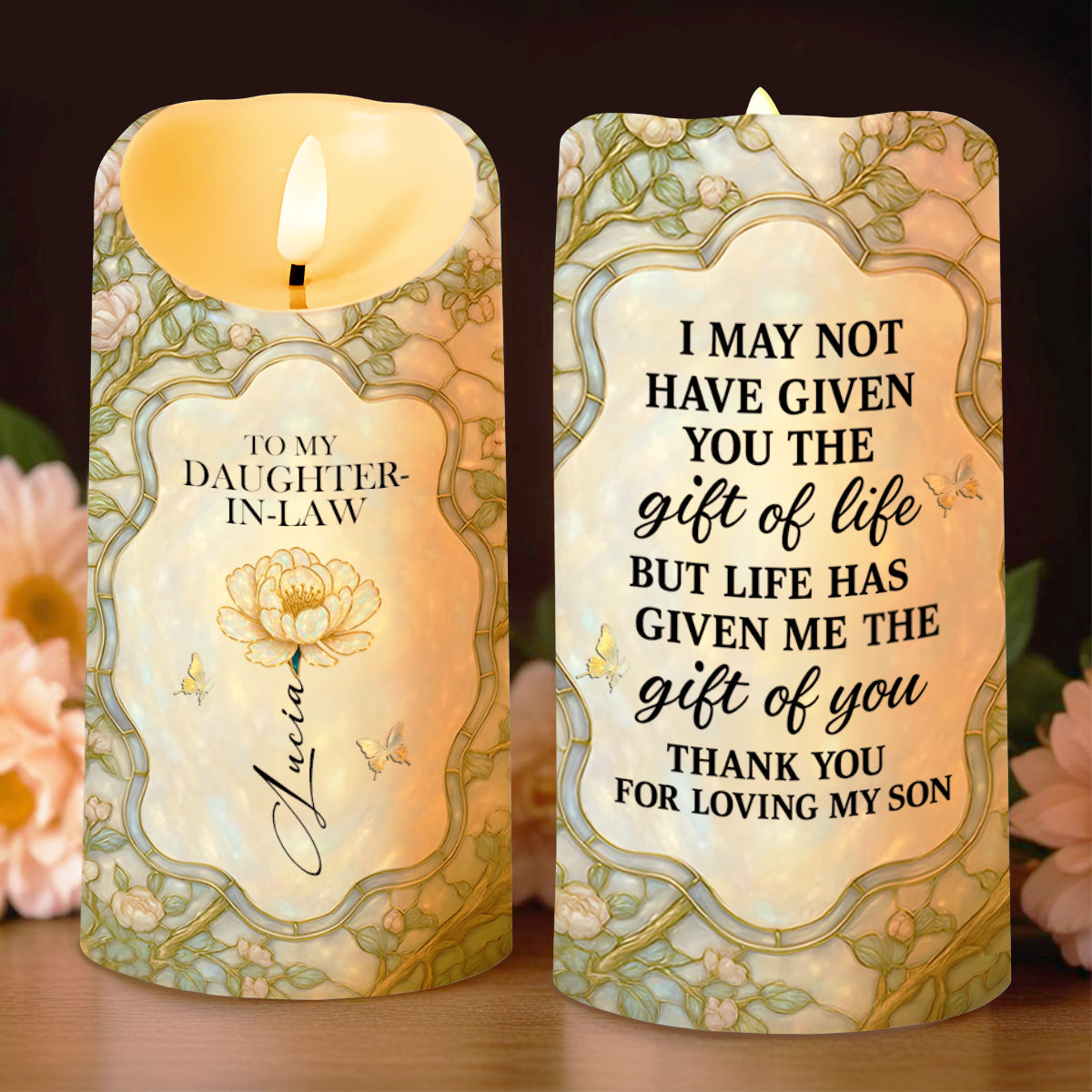 To My Daughter-In-Law, Gift of Life, Flowers and Butterfly Design