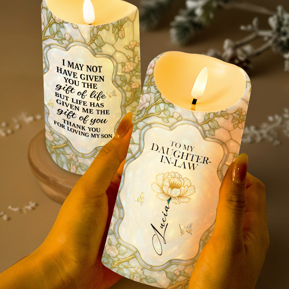 To My Daughter-In-Law, Gift of Life, Flowers and Butterfly Design