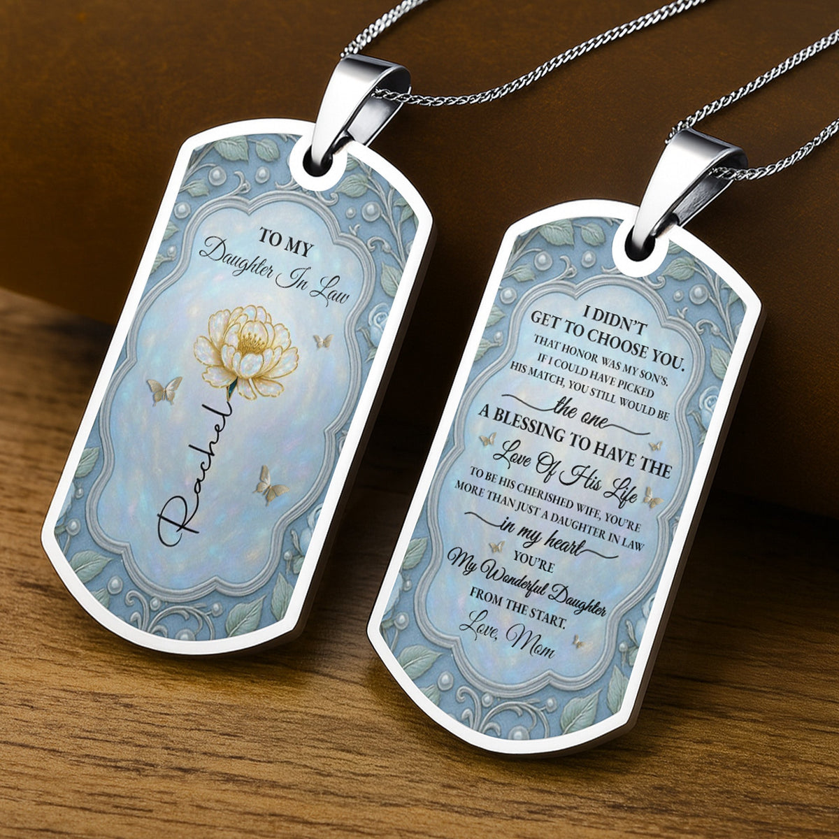 To My Daughter In Law, Flower And Butterflies Necklace