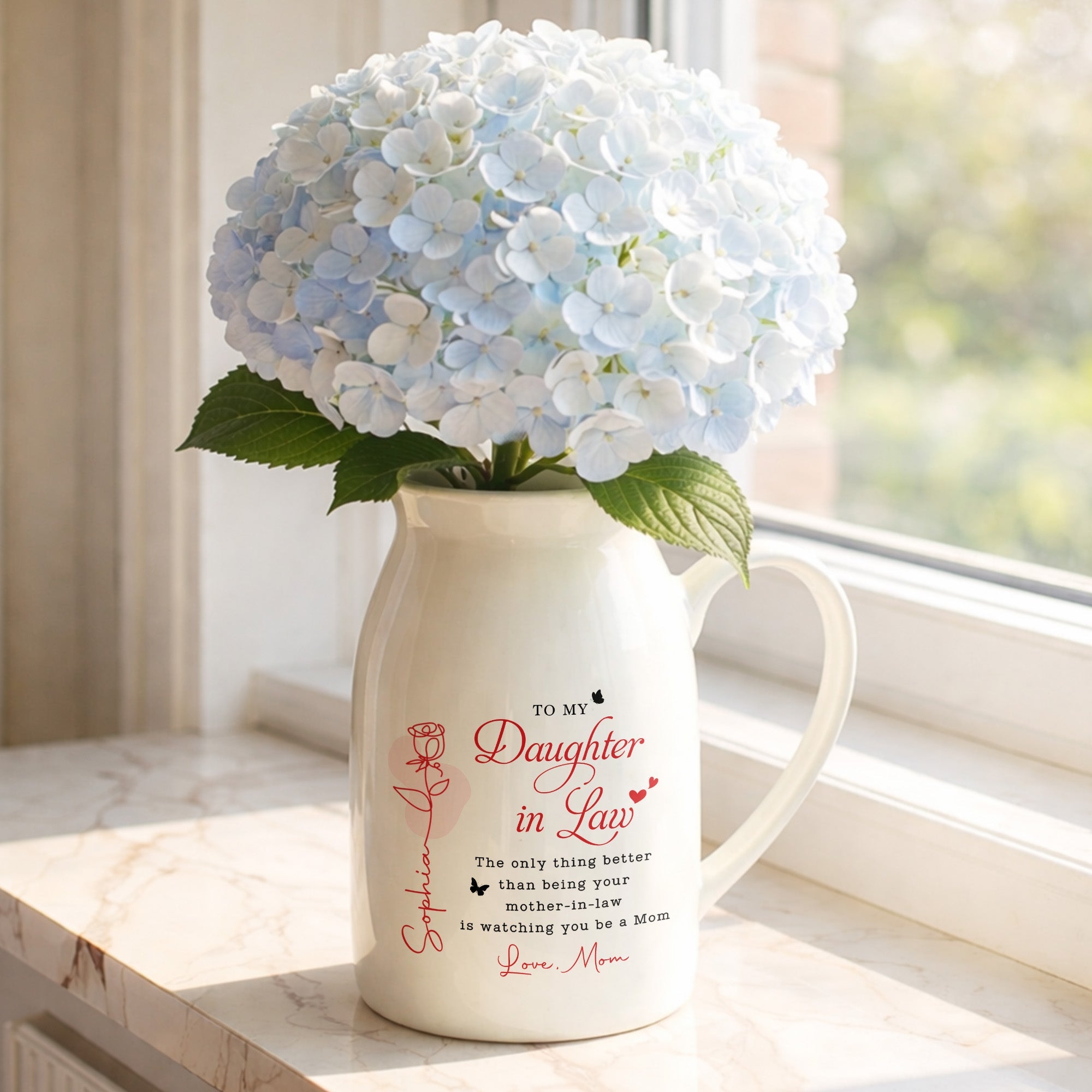 To My Daughter In Law Life Has Given Me The Gift Of You Rose - Personalized Ceramic Flower Vase - DILA169_CEV