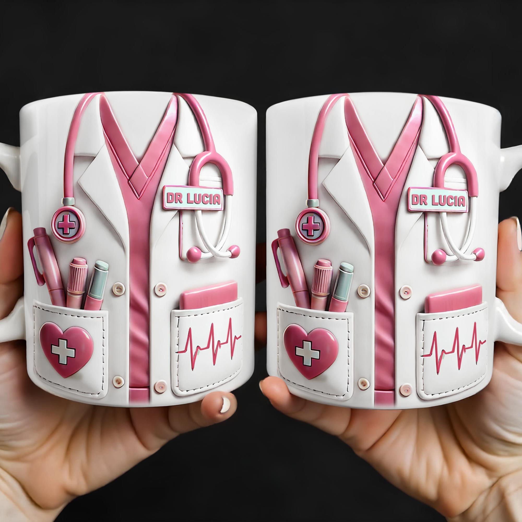 Medical Appreciation Design With Stethoscope and Pocket Details - Personalized Custom Coffee Mug - DOC002_MG