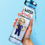 Water Scrubs & Rubber Gloves, Cartoon Nurse And Drinking Schedule - Personalized Tracker Bottle - DOC002_WATRA