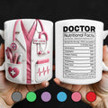 Doctor Nutritional Facts, Hardworking, Compassion, Problem-Solving, Medical Coat and Stethoscope - Personalized Custom Coffee Mug - DOC009_MG