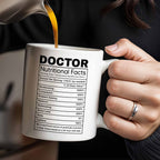 Doctor Nutritional Facts, Hardworking, Compassion, Problem-Solving, Medical Coat and Stethoscope - Personalized Custom Coffee Mug - DOC009_MG