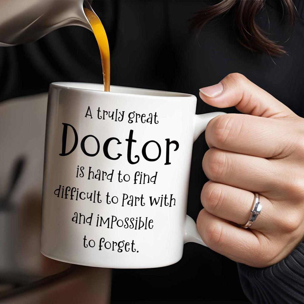 A Truly Great Doctor Is Hard To Find, Medical Uniform and Stethoscope - Personalized Custom Coffee Mug - DOC011_MG