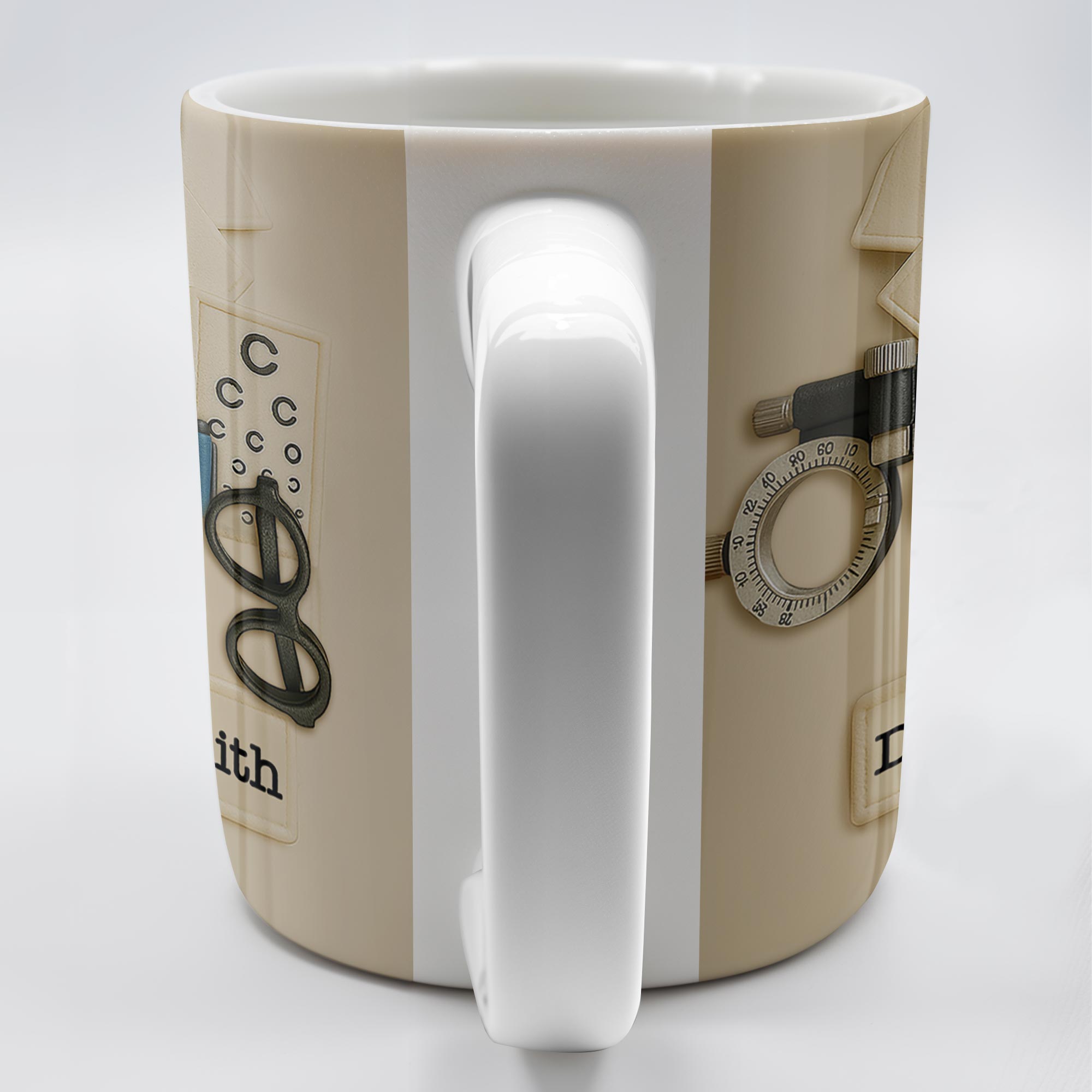 Customized Coffee Mug With Lab Coat and Optometry Tools