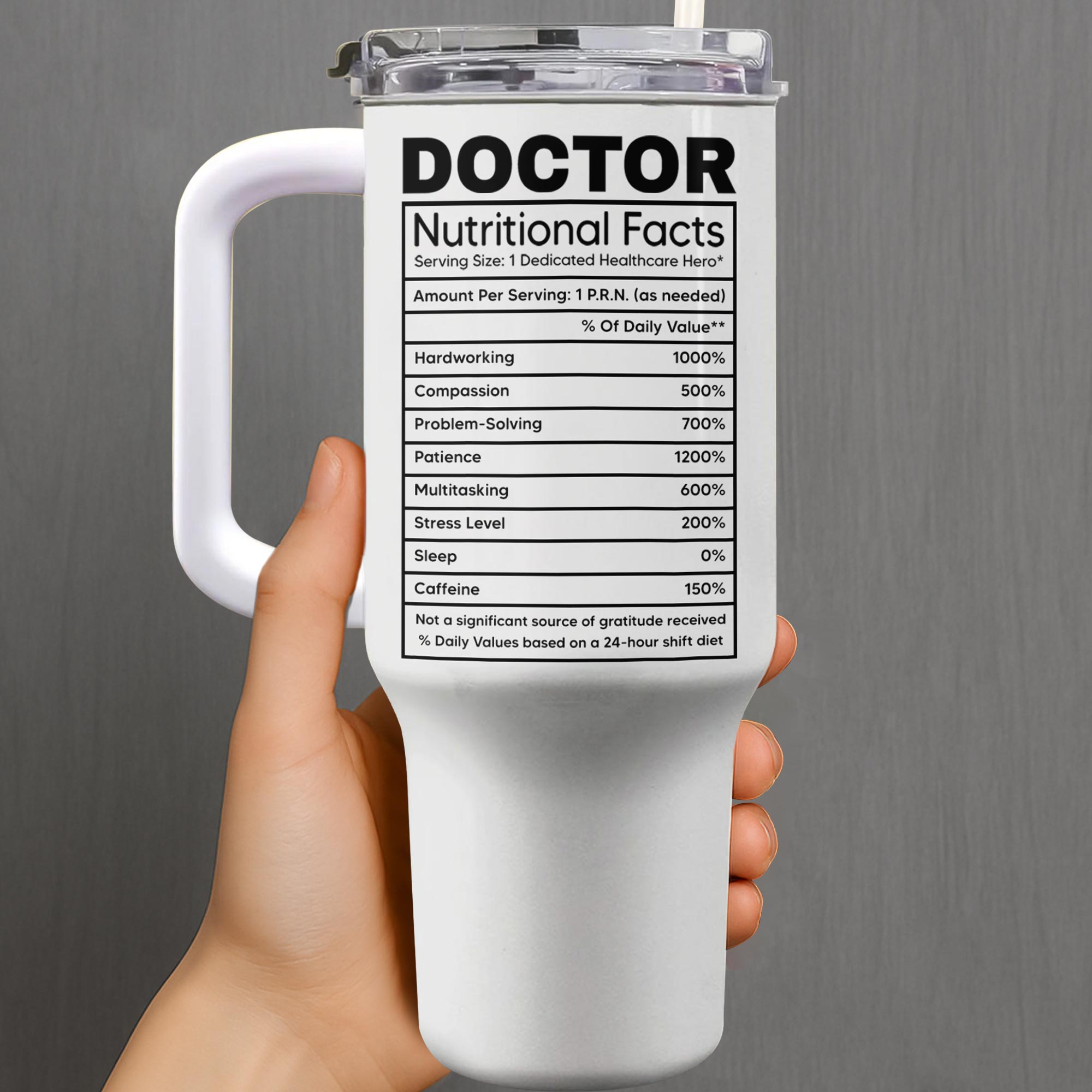 Nutritional Facts For Dedicated Healthcare Heroes - Personalized 40oz Tumbler With Straw - DOC013_TBS