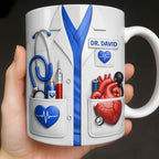 To My Favorite Doctor Highlighting Medical Tools and Heartbeat - Personalized Custom Coffee Mug - DOC085_MG