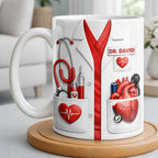 To My Favorite Doctor Highlighting Medical Tools and Heartbeat