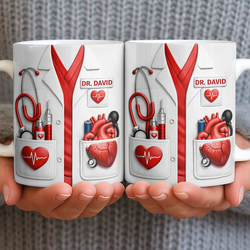 To My Favorite Doctor Highlighting Medical Tools and Heartbeat