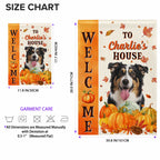 Welcome To Charlie's House With Dog And Pumpkins