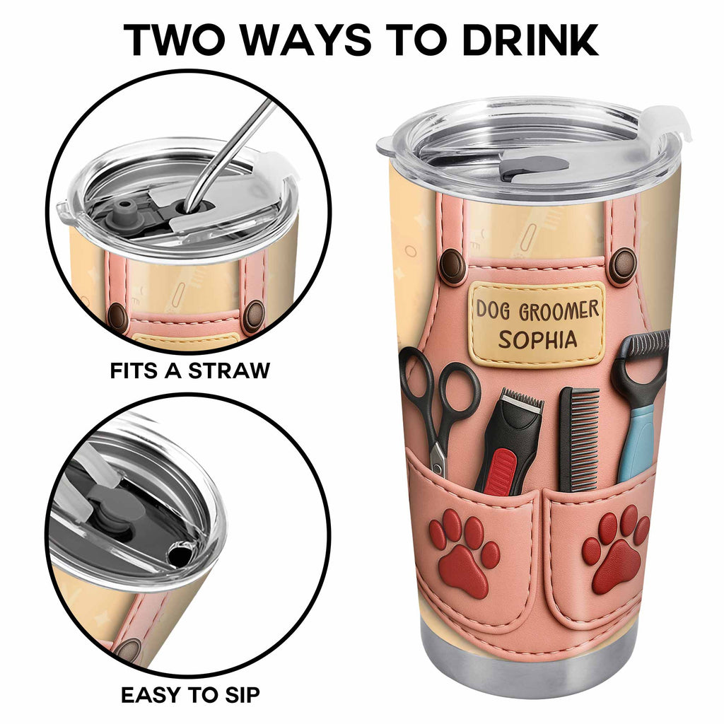 Personalized Dog Groomer Tumbler With Scissors And Combs