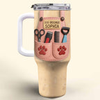 Dog Groomer Gift With Grooming Tools And Paw Prints - Personalized 40oz Tumbler With Straw - DOG063_TBS