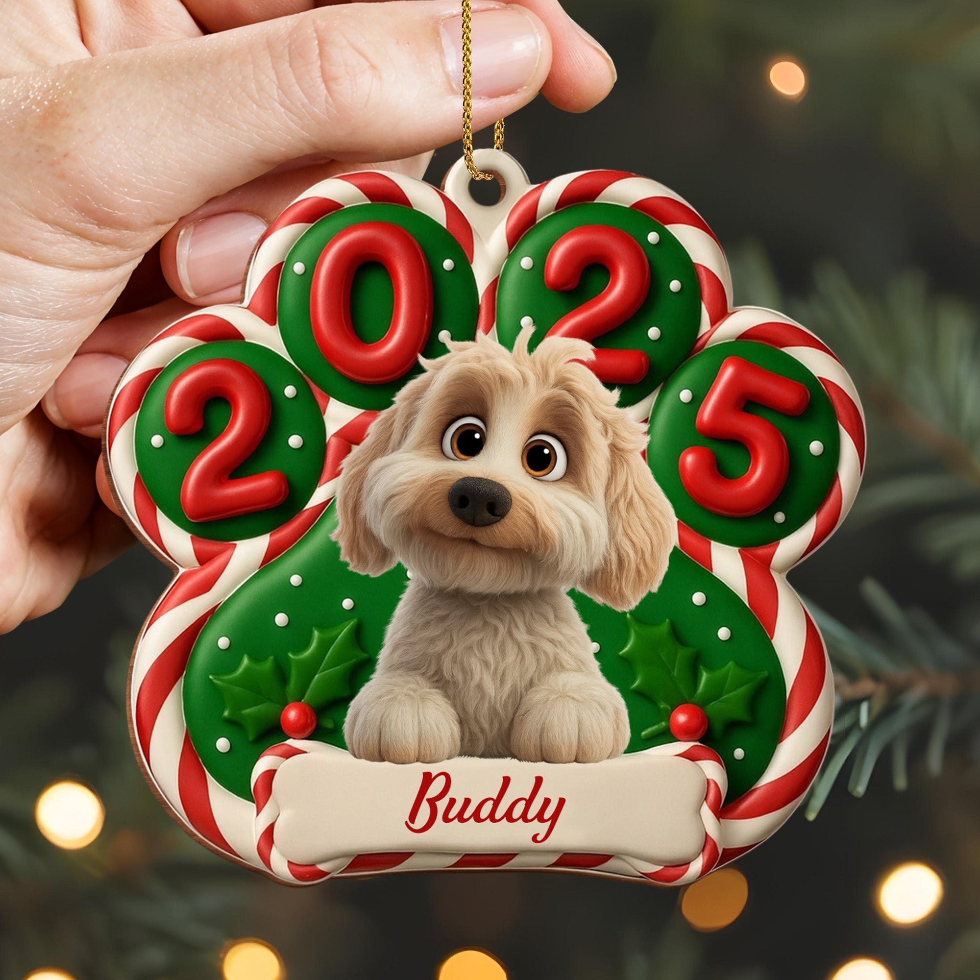 Customize Your Festive Dog Ornament