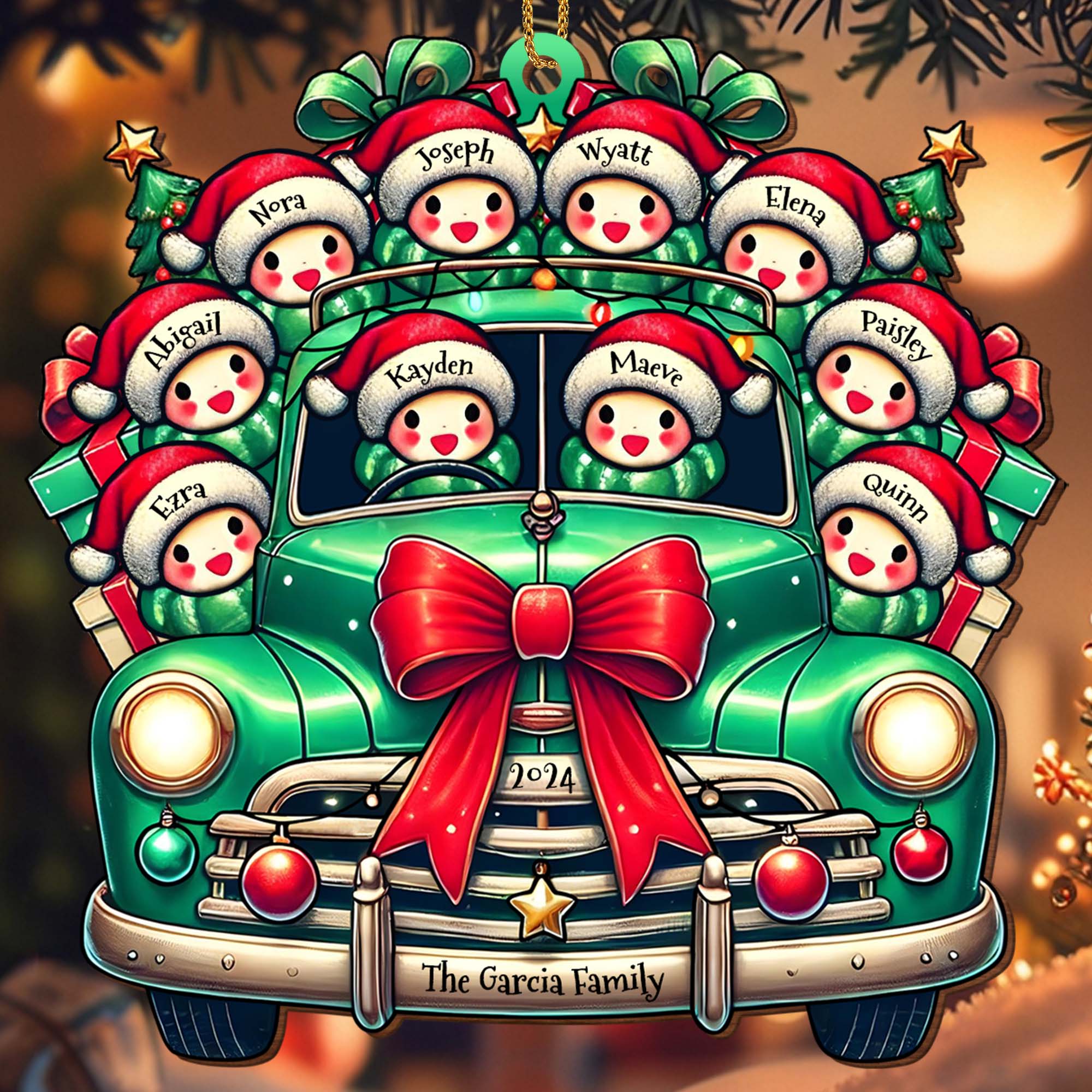 Wishing You A Merry Christmas With Vintage Car And Festive Decor