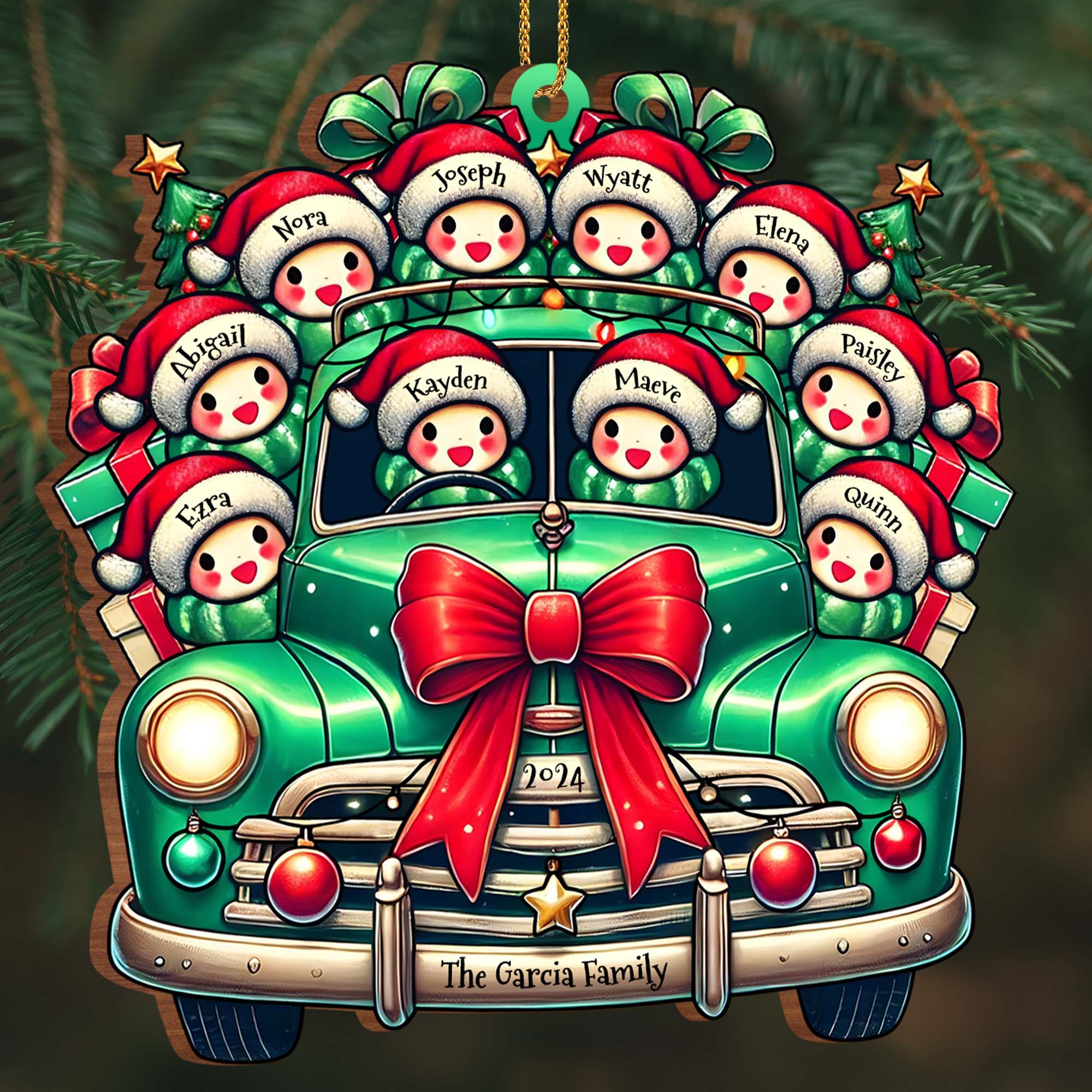 Wishing You A Merry Christmas With Vintage Car And Festive Decor