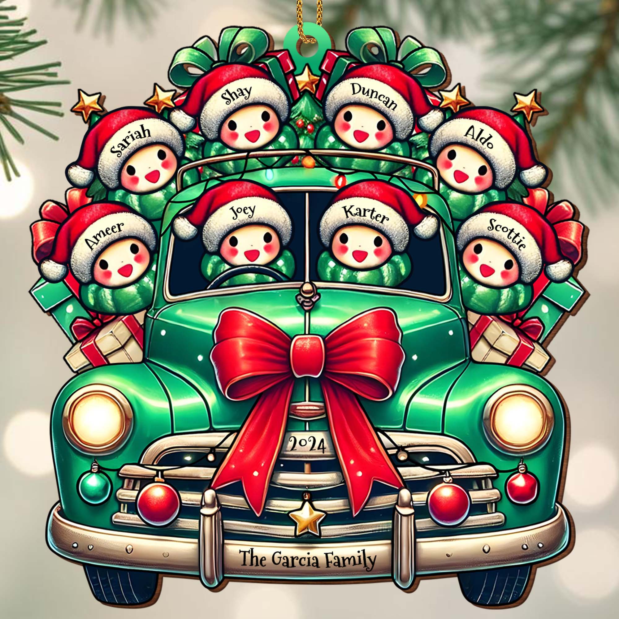 Wishing You A Merry Christmas With Vintage Car And Festive Decor