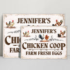 Chicken Coop, Farm Fresh Eggs With Colorful Chickens Design - Personalized Metal Sign - FAM034_MSIGN