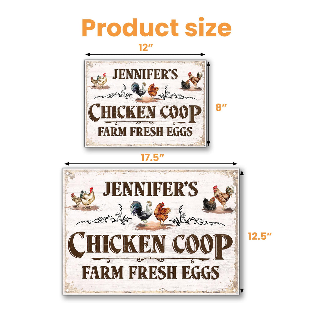 Chicken Coop, Farm Fresh Eggs With Colorful Chickens Design - Personalized Metal Sign - FAM034_MSIGN
