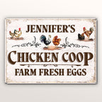 Chicken Coop, Farm Fresh Eggs With Colorful Chickens Design - Personalized Metal Sign - FAM034_MSIGN