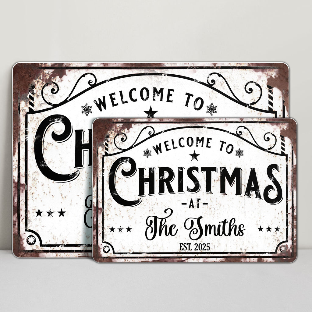Welcome To Christmas At The [Family Name] - Personalized Metal Sign - FAM072_MSIGN