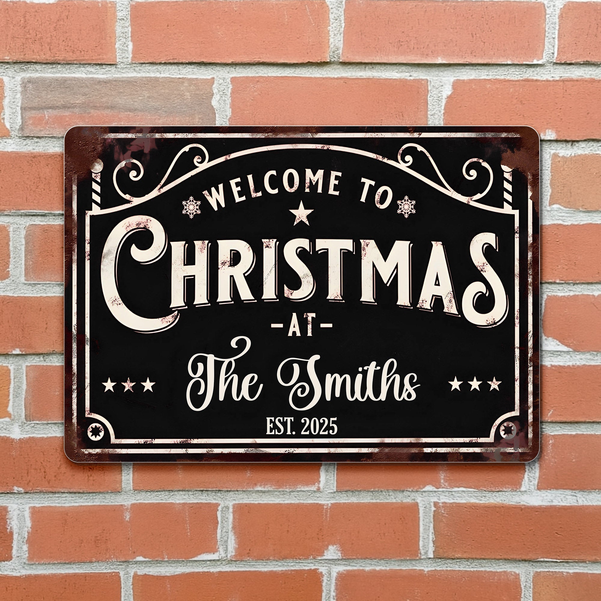 Welcome To Christmas At The [Family Name] - Personalized Metal Sign - FAM072_MSIGN