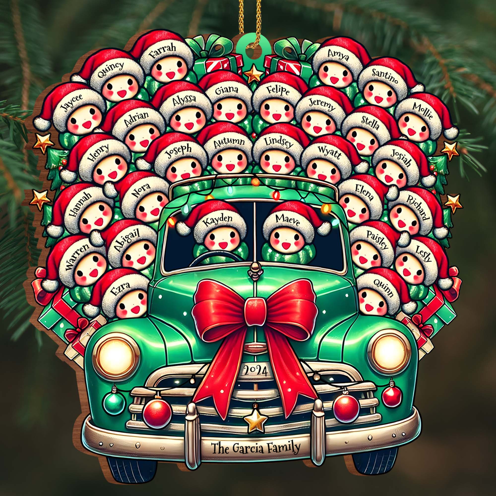 Snowman Santa Hats Christmas Vintage Car Ornament
